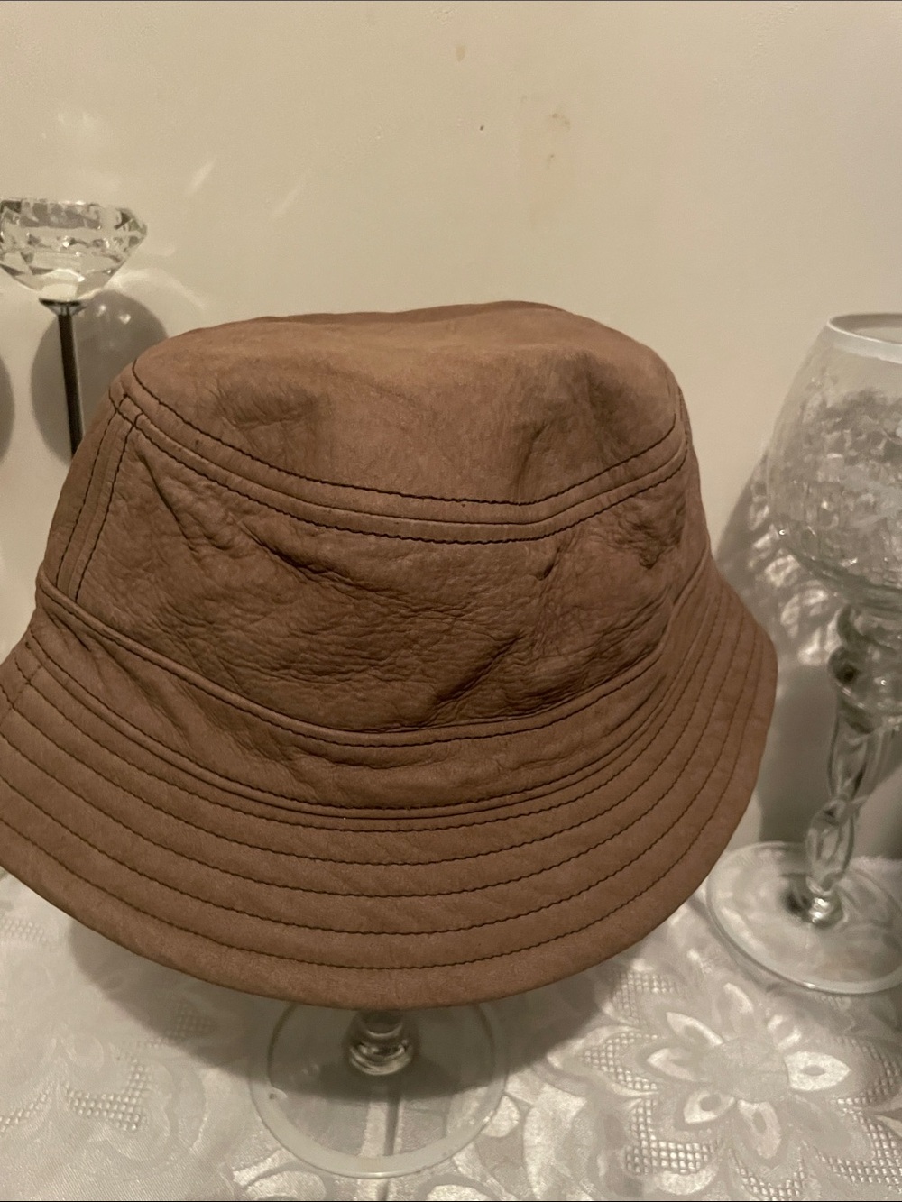 Timberland Brown Leather Bucket Hat